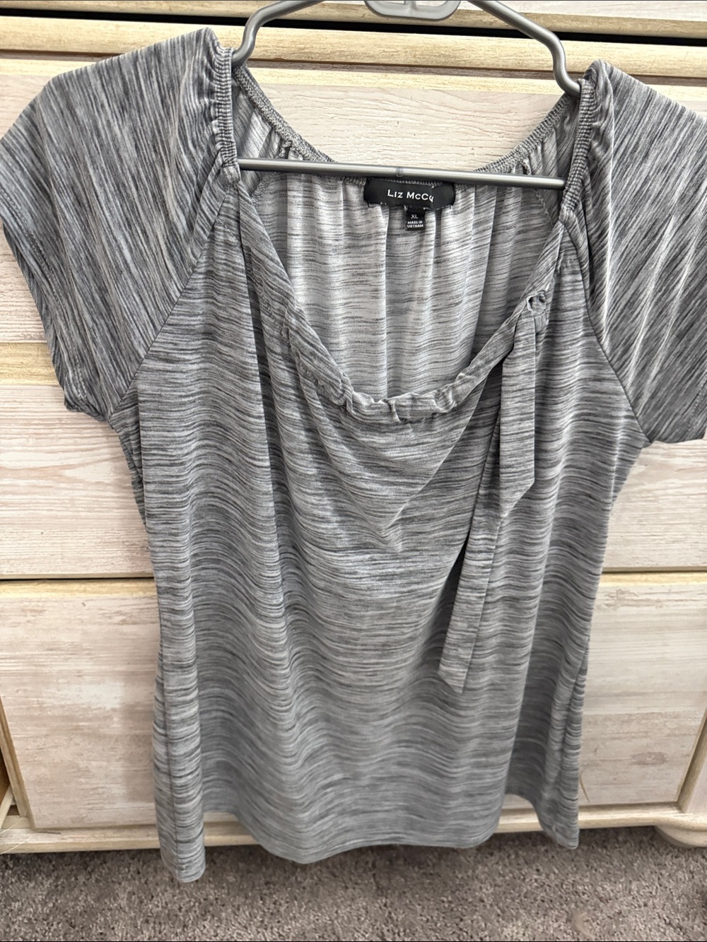 Liz McCoy Heather Gray Draped Short Sleeve Tee